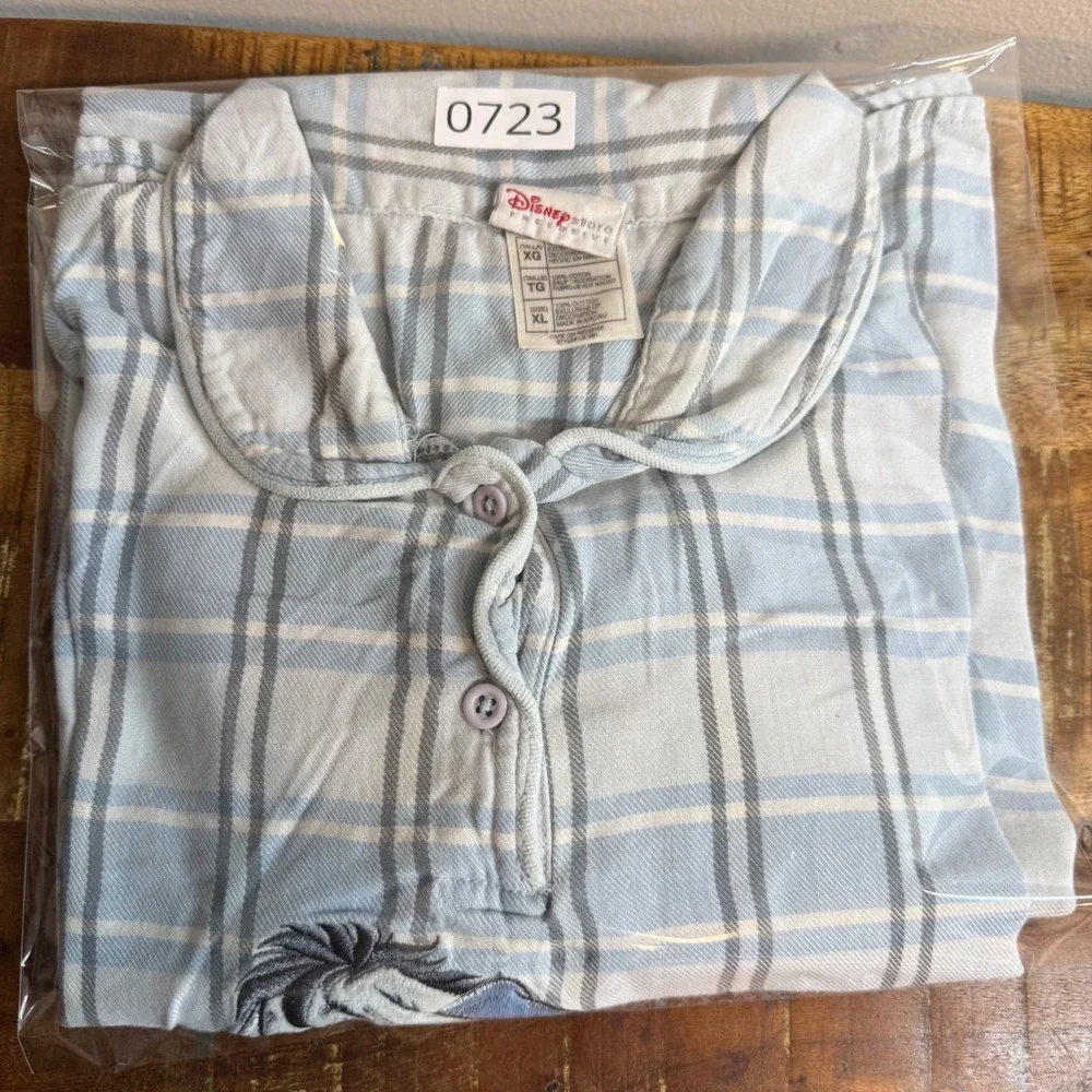 VTG Disney Winnie Pooh XL 90s Plaid Nightshirt Eeyore Embroidered Sleep Dress - Picture 10 of 10